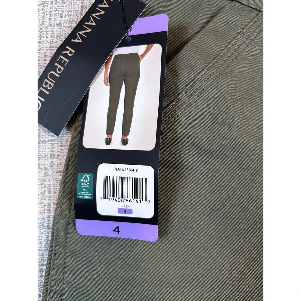 NWT‎ Banana Republic Green High Rise Twill Pant Women 4 Utility Patch Pocket